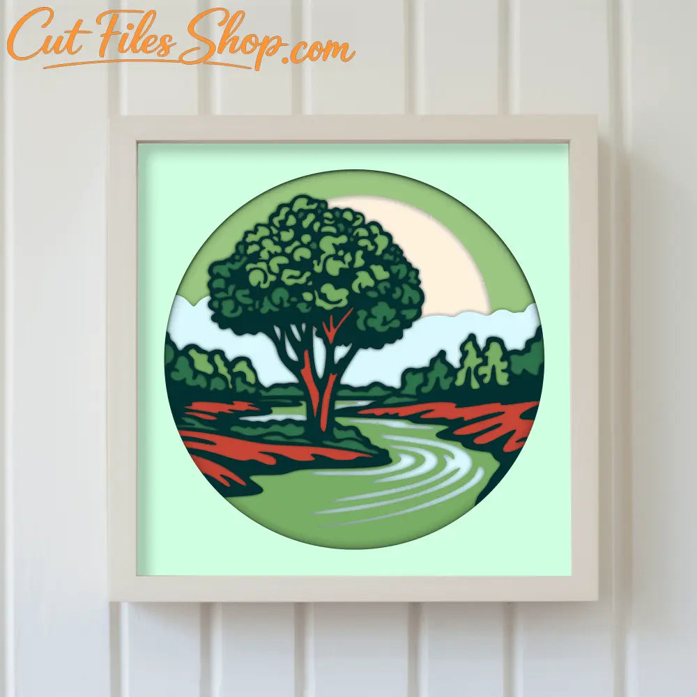 3D Tree Layered Shadow Box Template, Papercut SVG for Cricut, Laser Cut DXF, Home Decor DIY, Paper Art - Cut Files Shop