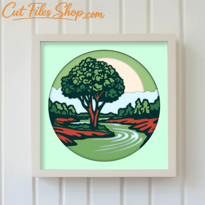 3D Tree Layered Shadow Box Template, Papercut SVG for Cricut, Laser Cut DXF, Home Decor DIY, Paper Art - Cut Files Shop