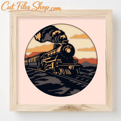 3D Vintage Train Shadow Box, 3D Layered Svg files, Vintage Train 3d layered svg, 3D Paper Craft, 3D Template Dxf - Cut Files Shop