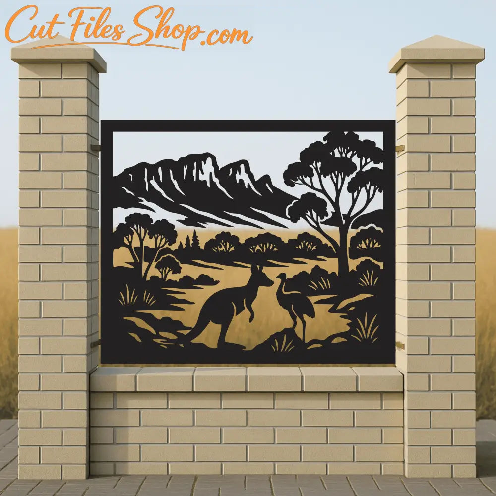 Emu, kookaburra and eucalyptus silhouette cut file designs