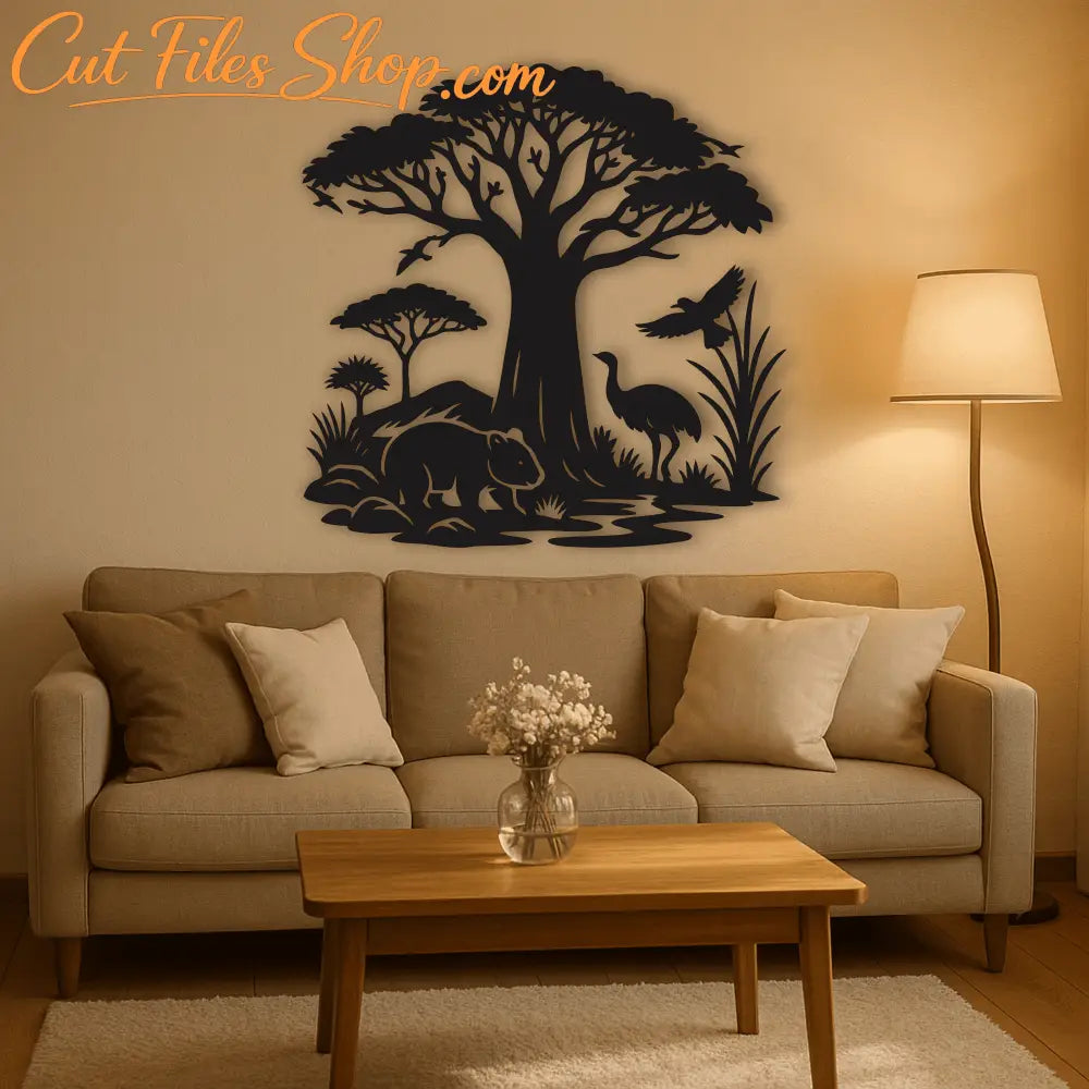 Emu and cockatoos in nature – silhouette cutting files