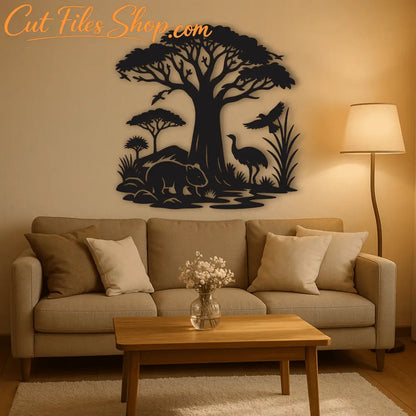 Emu and cockatoos in nature – silhouette cutting files