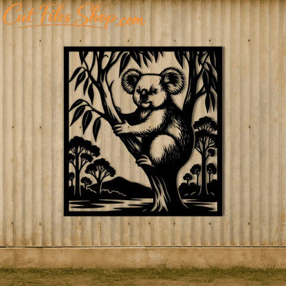 Koala on tree branch – laser-ready SVG illustration