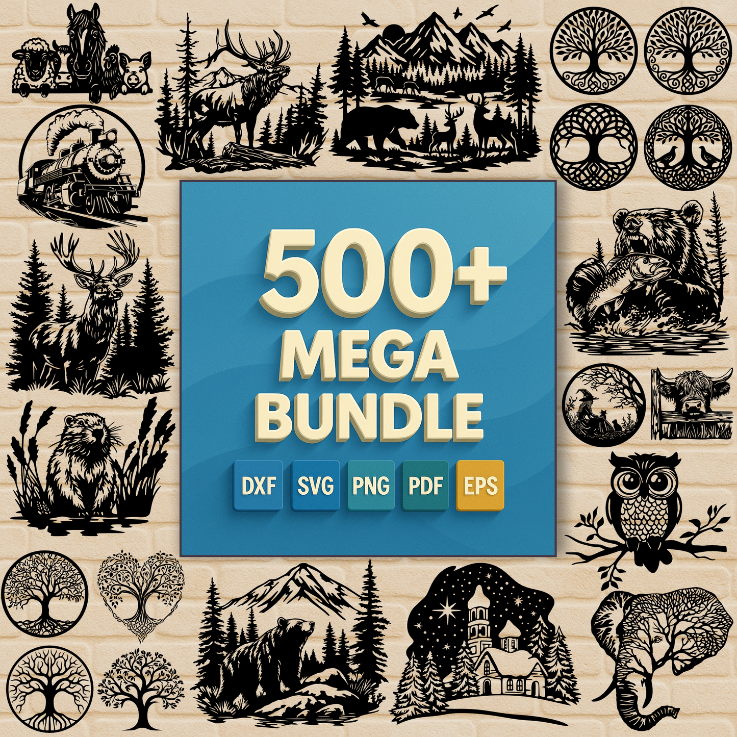 Premium Mega Bundles – 1000+ SVG DXF EPS PNG PDF Cutting Files | Create and sell physical products