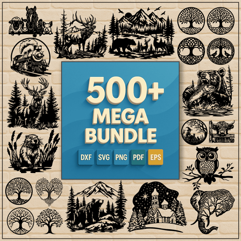 500+ CNC & Cricut SVG DXF EPS Design Bundle | CutFilesShop