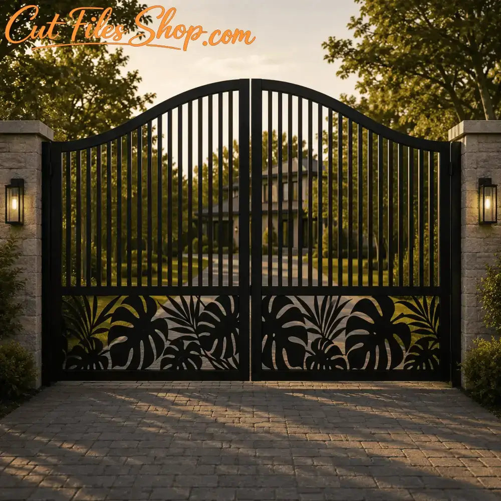 Tropical leaf gate panel for fabrication