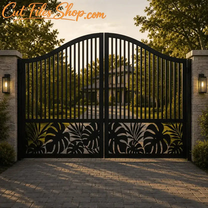 Tropical leaf gate panel for fabrication