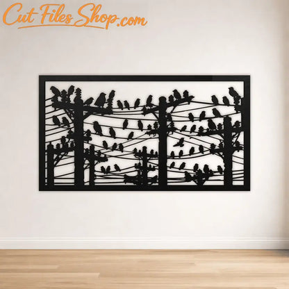 Birds on power lines SVG laser cut files