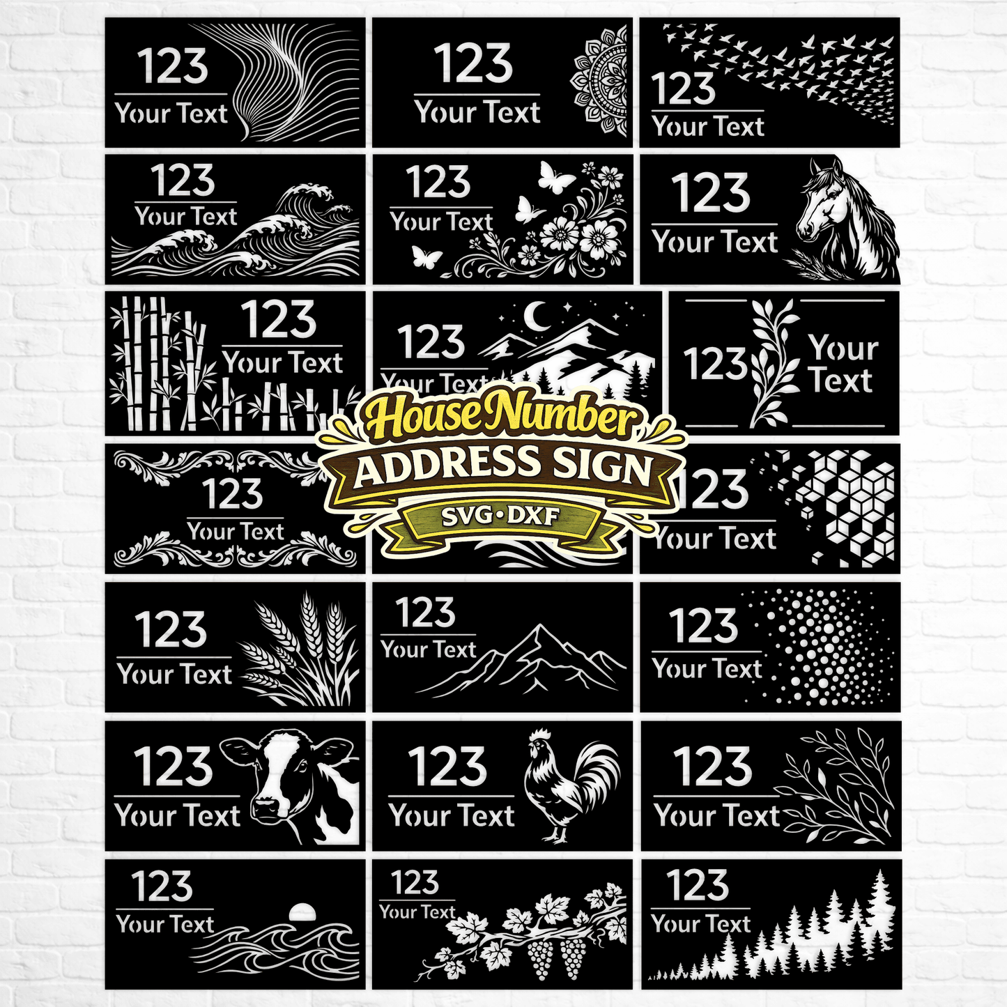 address sign svg dxf cnc plasma laser cutting files