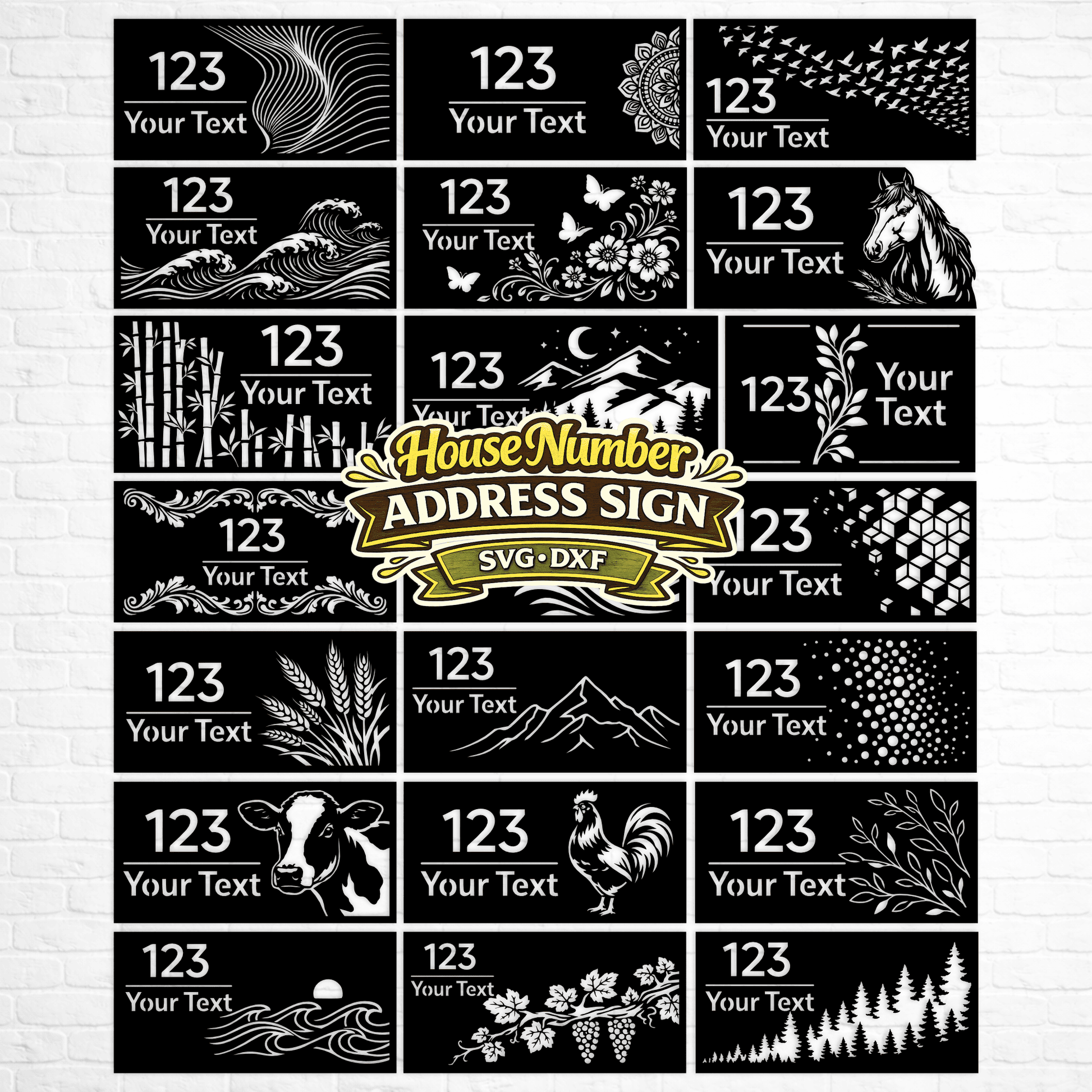 address sign svg dxf cnc plasma laser cutting files