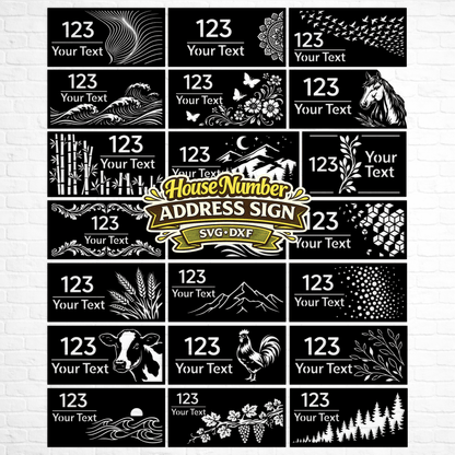 address sign svg dxf cnc plasma laser cutting files