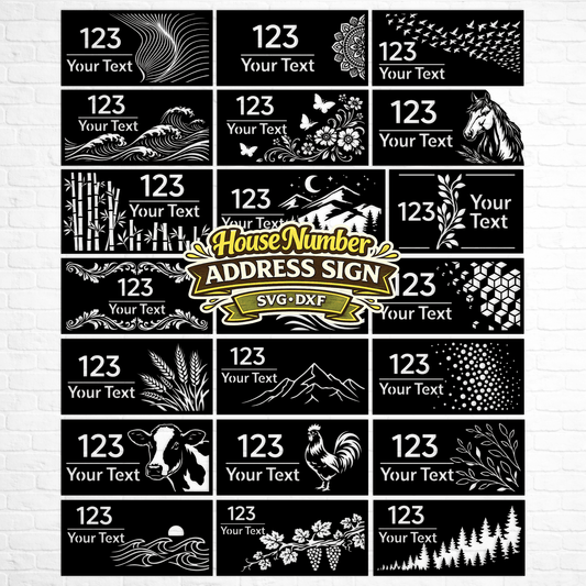 address sign svg dxf cnc plasma laser cutting files