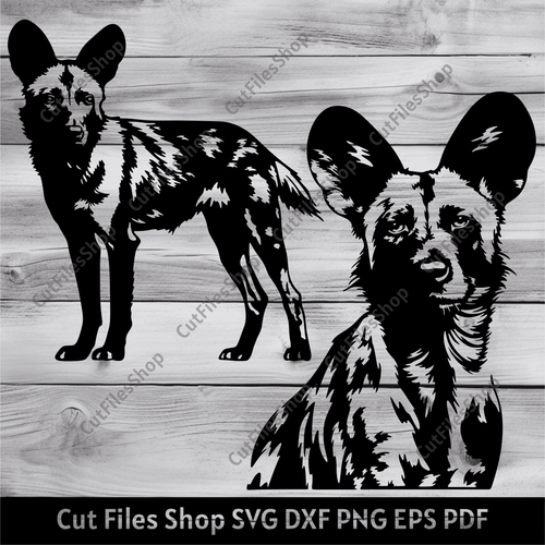 African wild dog Dxf, Svg for cricut, Cnc cutting files, dxf for cnc router, laser dxf files, animals svg for cricut, dogs silhouette cut files, best svg files, cut files shop, dog clipart, dxf for silhouette studio