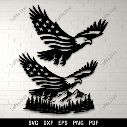 American Eagle SVG DXF EPS PNG for laser cutting, CNC and plasma