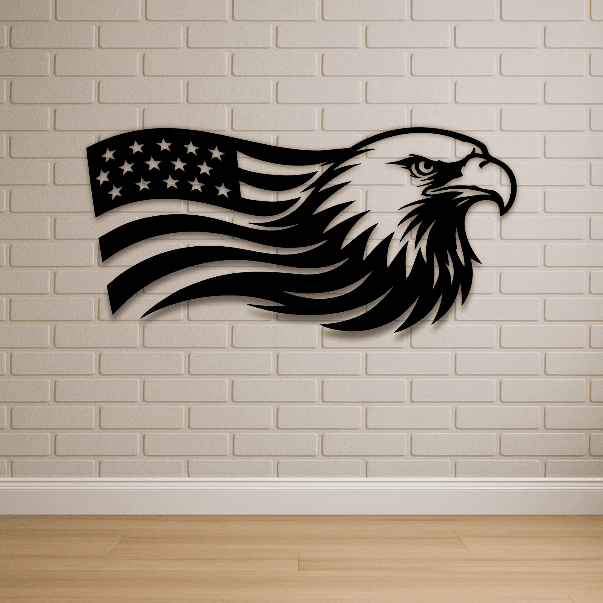 Eagle head with flag SVG EPS for laser cutting and plasma