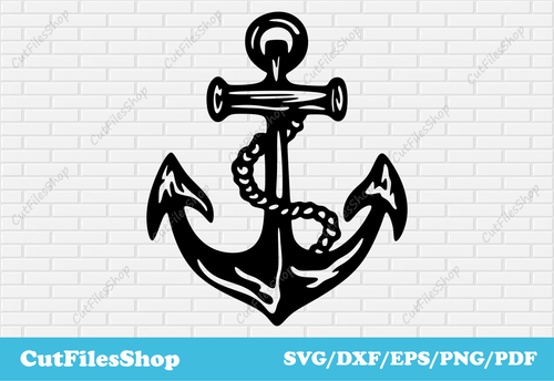 Anchor DXF for laser cutting, Stencil dxf for plasma cut, anchor svg for cricut, anchor png for sublimation, anchor svg for shirts, anchor dxf for wall decor, metalworking dxf, cut files, free dxf files