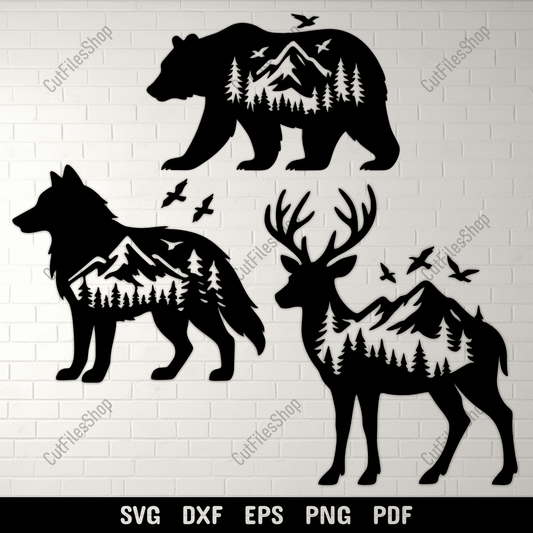 Forest animals SVG cut file design