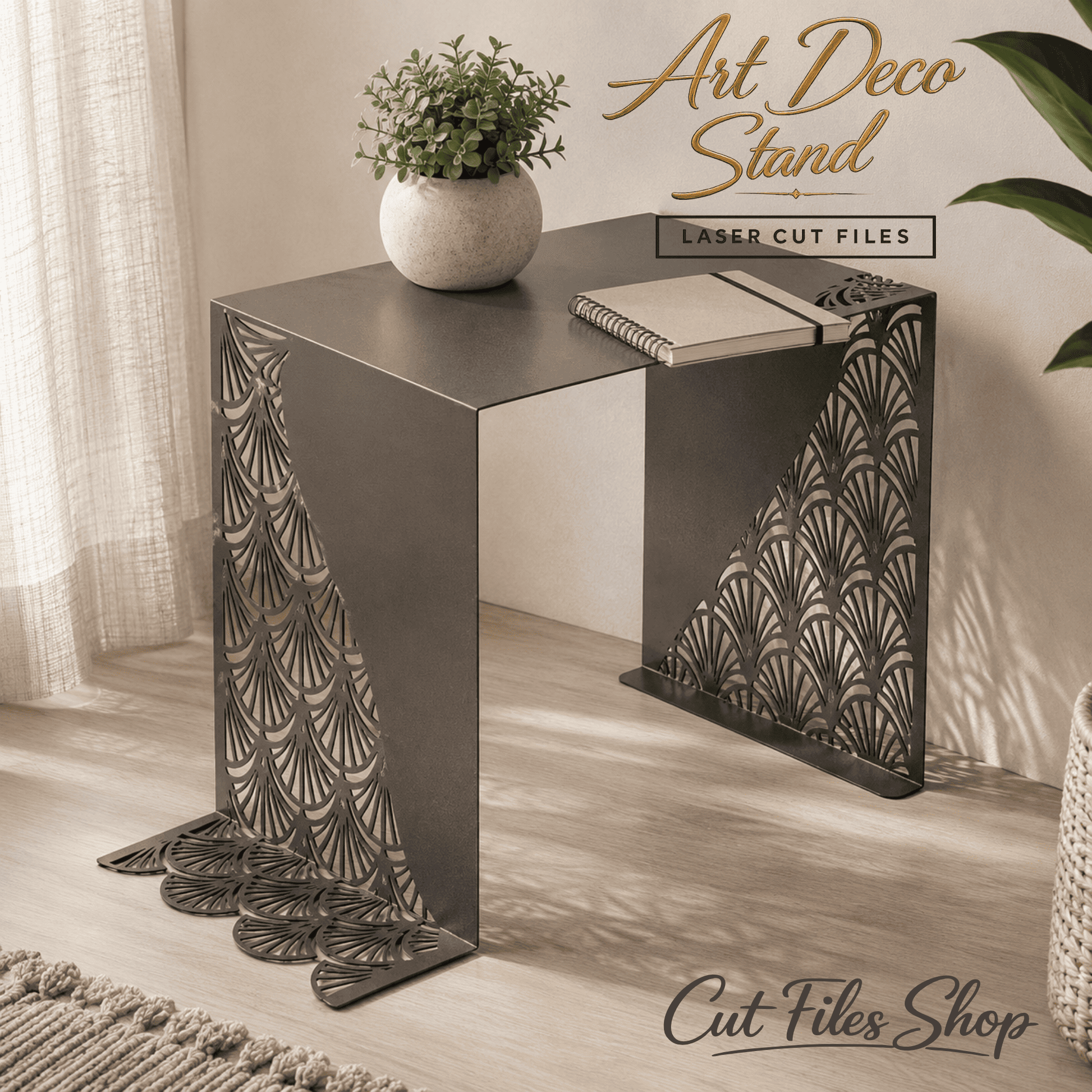 Decorative metal plant stand laser cut furniture design
