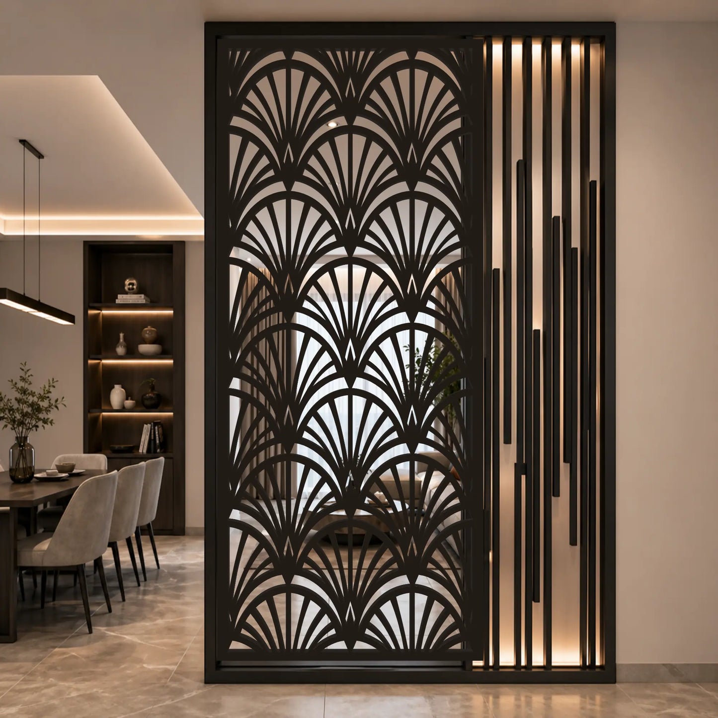Modern geometric balcony railing panel for laser cutting.