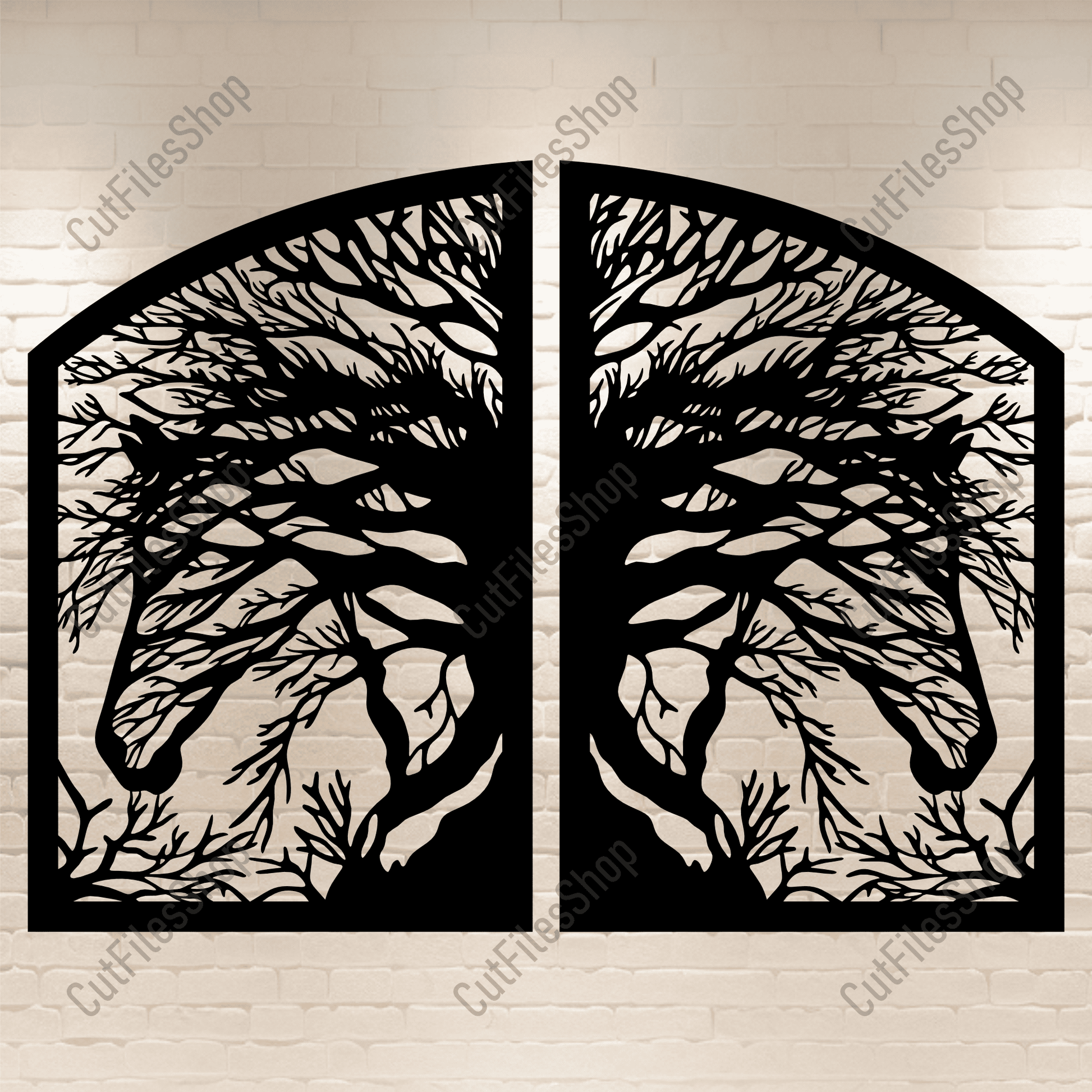 Customizable Gate and Railing Designs: CNC, Laser, and Plasma, Tree Hore Gate Vector Design 