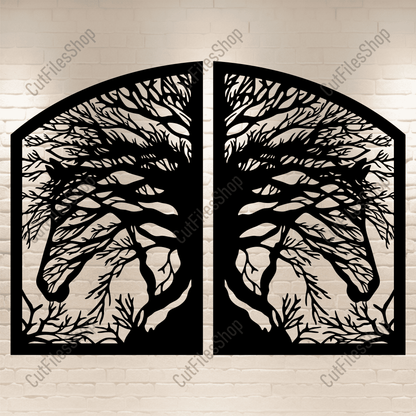 Customizable Gate and Railing Designs: CNC, Laser, and Plasma, Tree Hore Gate Vector Design 