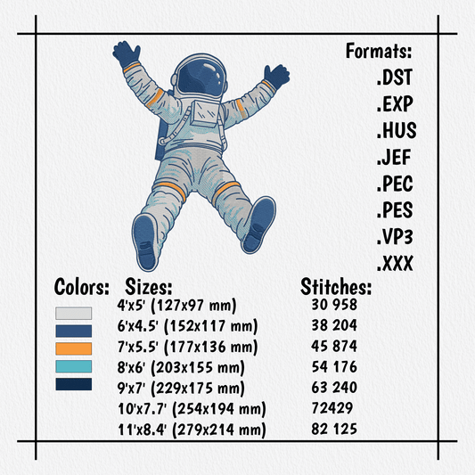 space astronaut embroidery design pattern