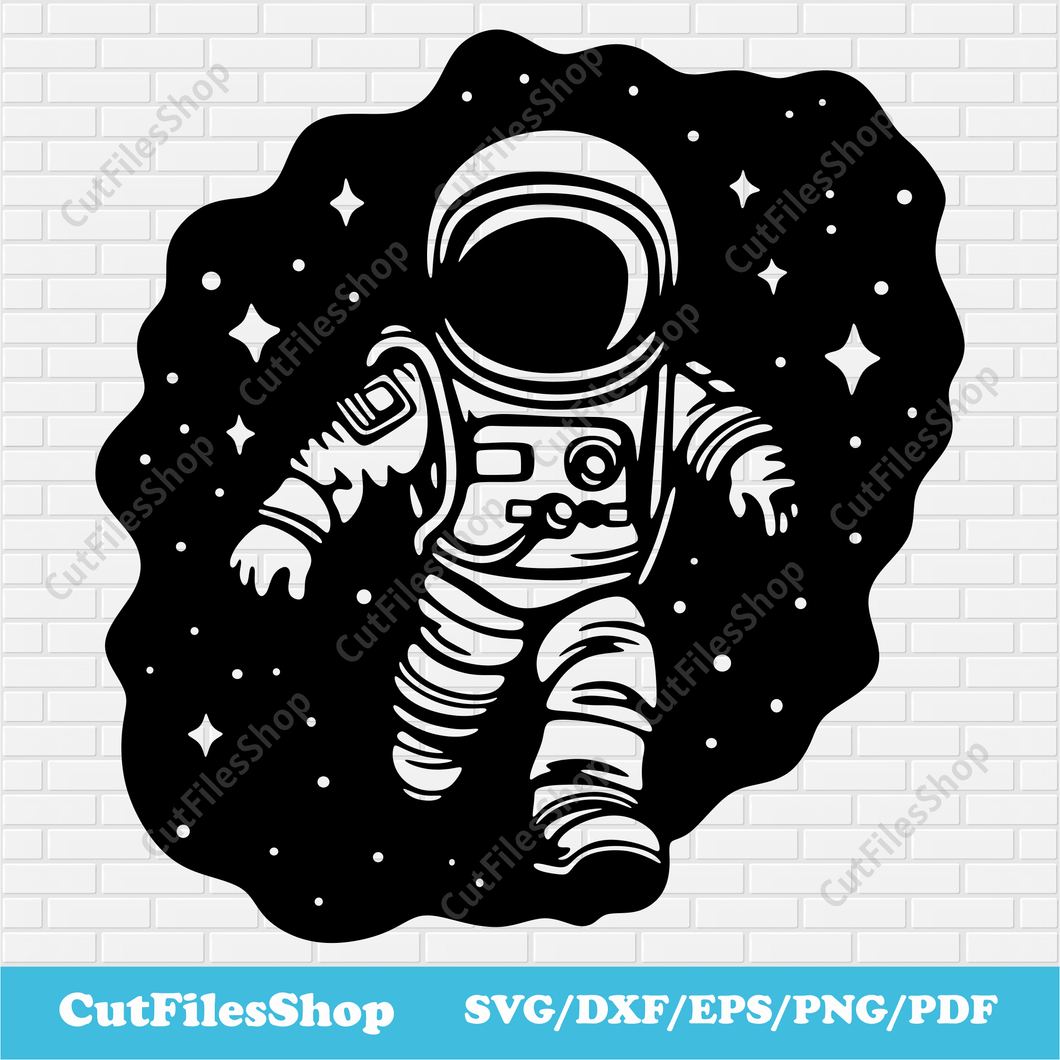 Astronaut svg for cricut, Dxf for Laser cut, CNC cutting files, Silhouette stencil dxf, Craft machine files, Svg for Sublimation, space svg, stars svg, wall decor dxf, free dxf for cnc, free cut files, cutting files for cricut, dxf for plasma, vinyl decal svg, free svg files, free cnc designs, astronaut clip art