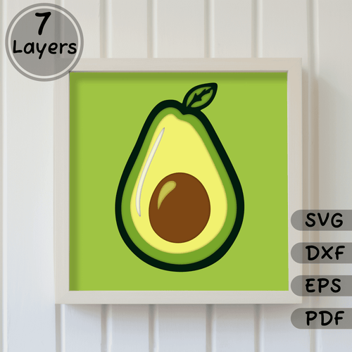 Avocado 3D Shadow Box Template, Layered SVG for Cricut, DXF for Silhouette, EPS Files, Home Decor DIY, Paper Art Craft
