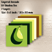 Load image into Gallery viewer, Layered Avocado SVG Template, 3D Shadow Box Papercut, DXF for Silhouette, Home Decor DIY, Paper Art Craft
