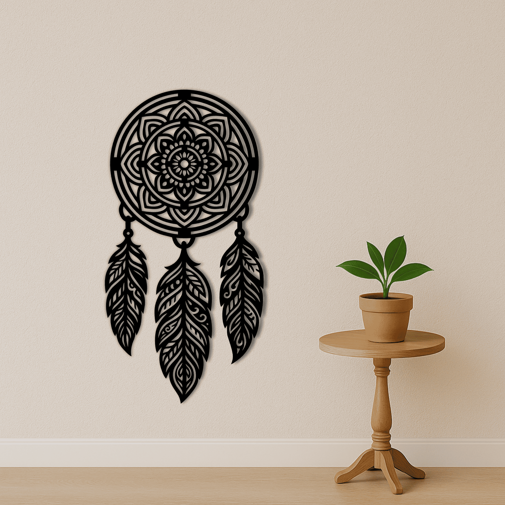 Boho dream catcher silhouette for Cricut and Glowforge cutting