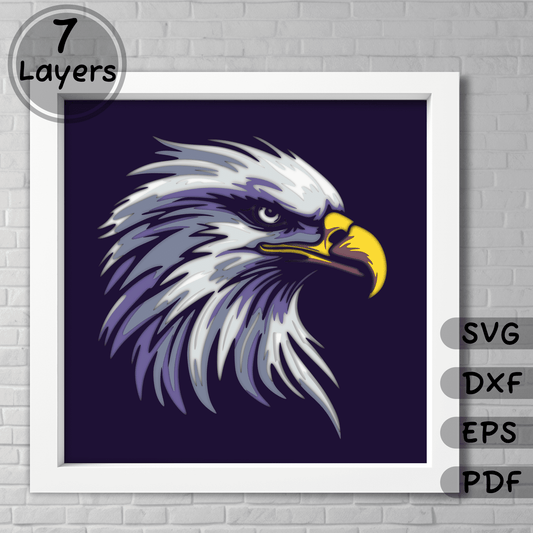 Layered bald eagle svg for cricut, 3d shadow box template,  papercut svg, dxf for silhouette, laser cut plywood, vinyl cut files, trendy svgm unigue gift diy, home decor DIY 