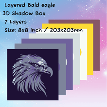 Load image into Gallery viewer, Layered bald eagle svg for cricut, 3d shadow box template,  papercut svg, dxf for silhouette, laser cut plywood, vinyl cut files, trendy svgm unigue gift diy, home decor DIY 
