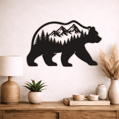 laser cut bear wall art svg dxf 2 layer plywood design