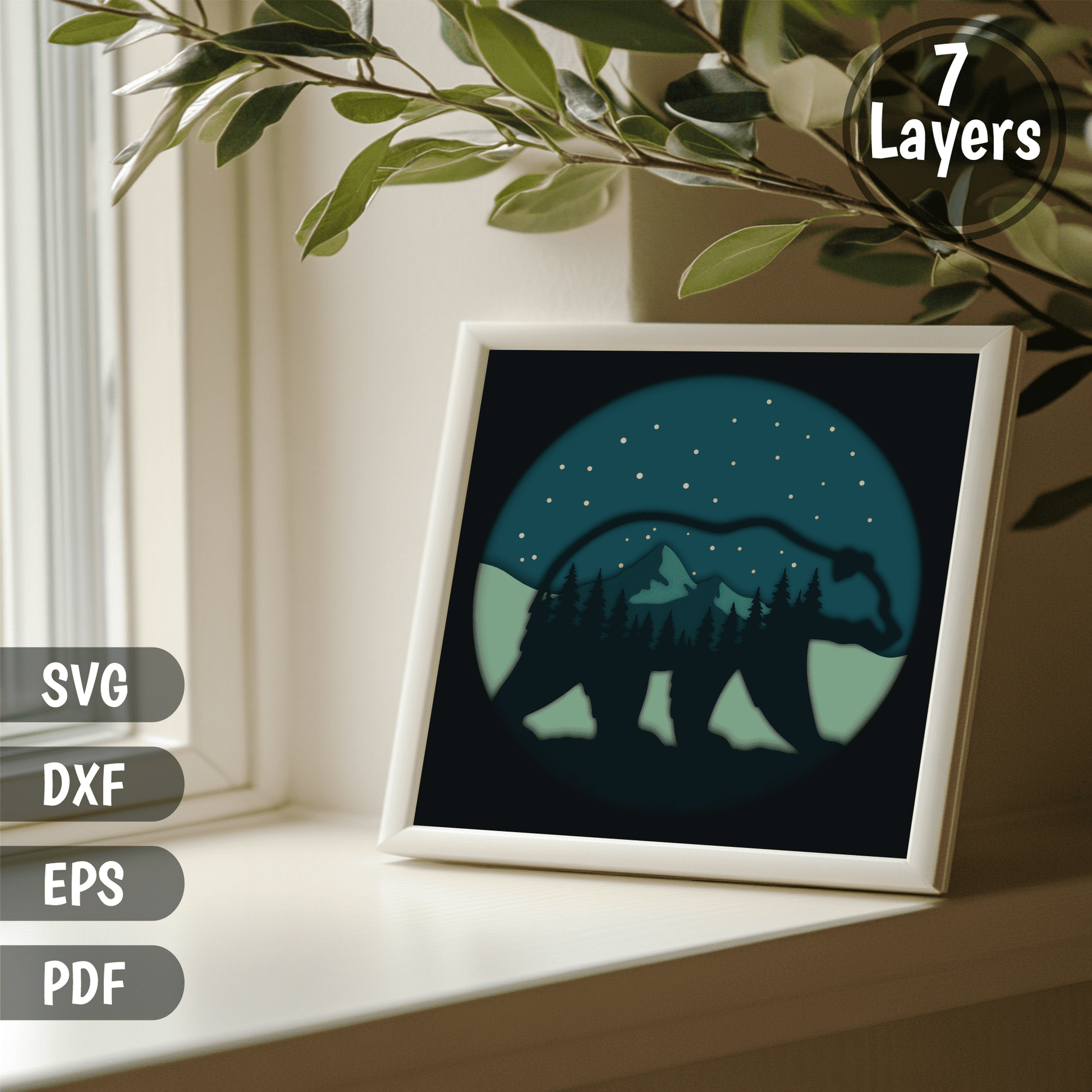 bear mountain layered svg shadow box design