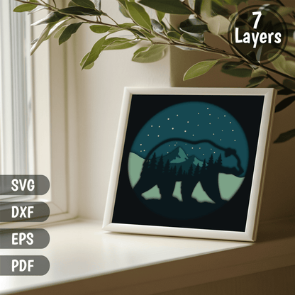 bear mountain layered svg shadow box design