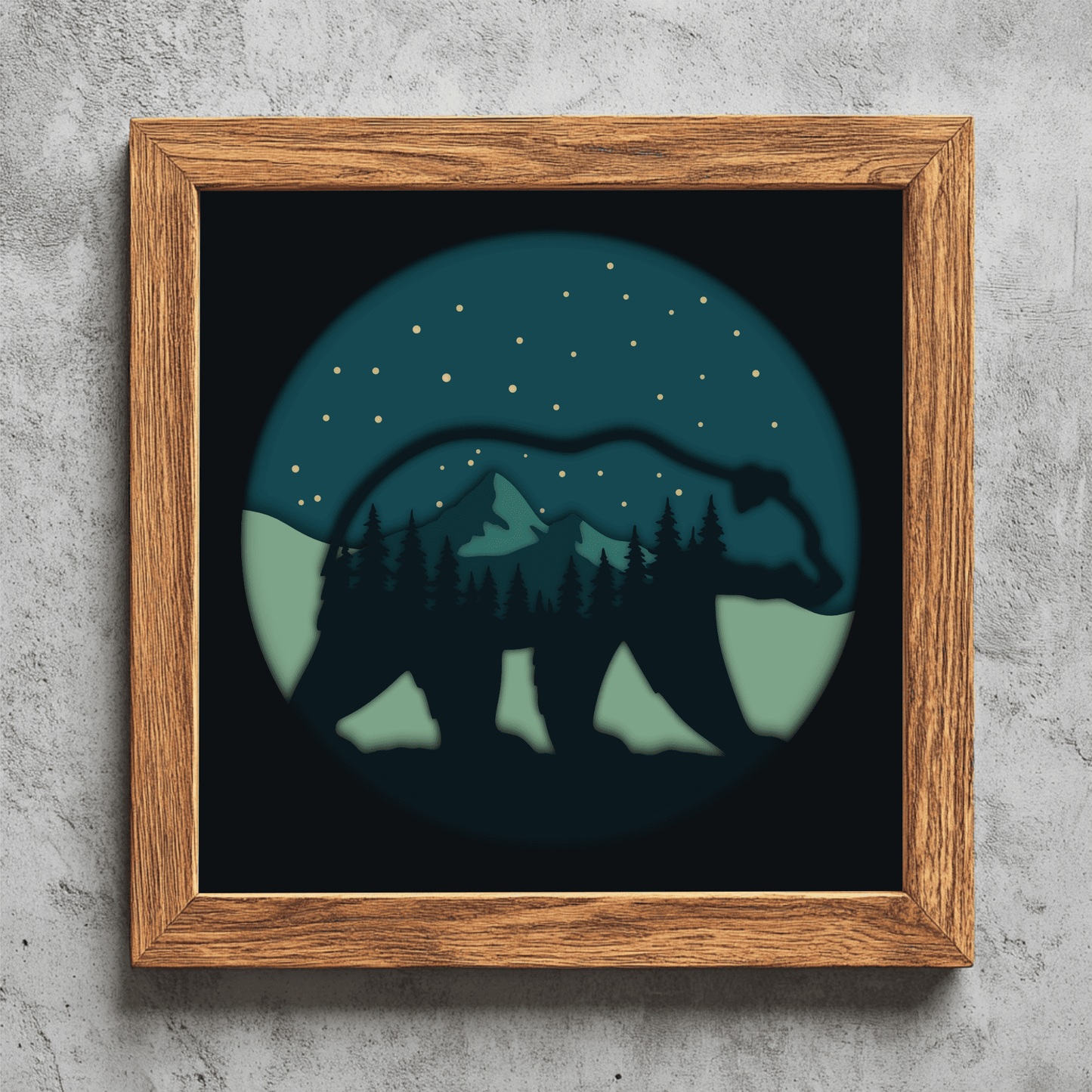 wildlife bear multilayer svg forest mountain scene