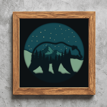 wildlife bear multilayer svg forest mountain scene
