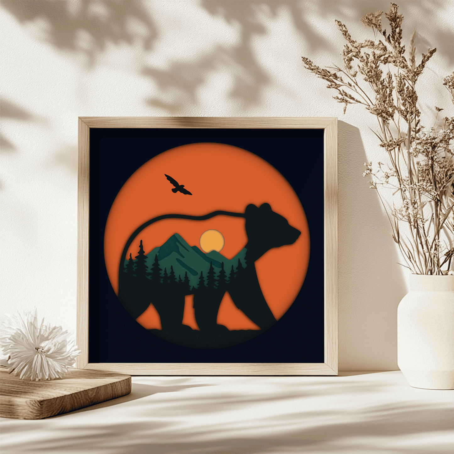 bear shadow box svg for cricut cutting machine