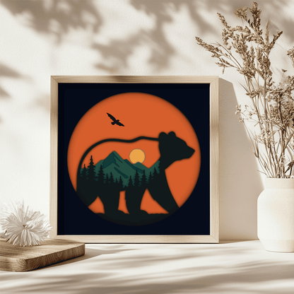 bear shadow box svg for cricut cutting machine