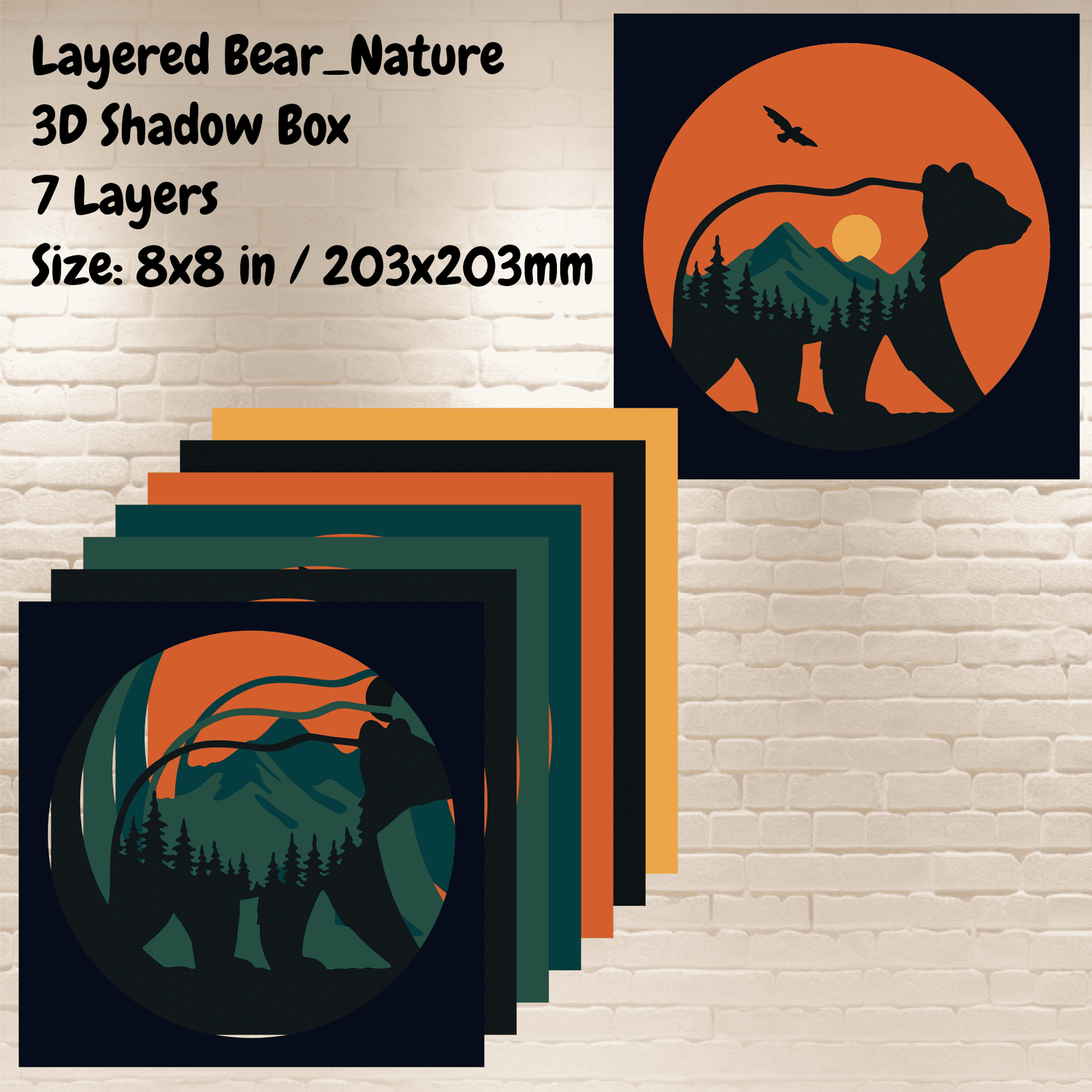 multilayer bear svg for laser cutting projects