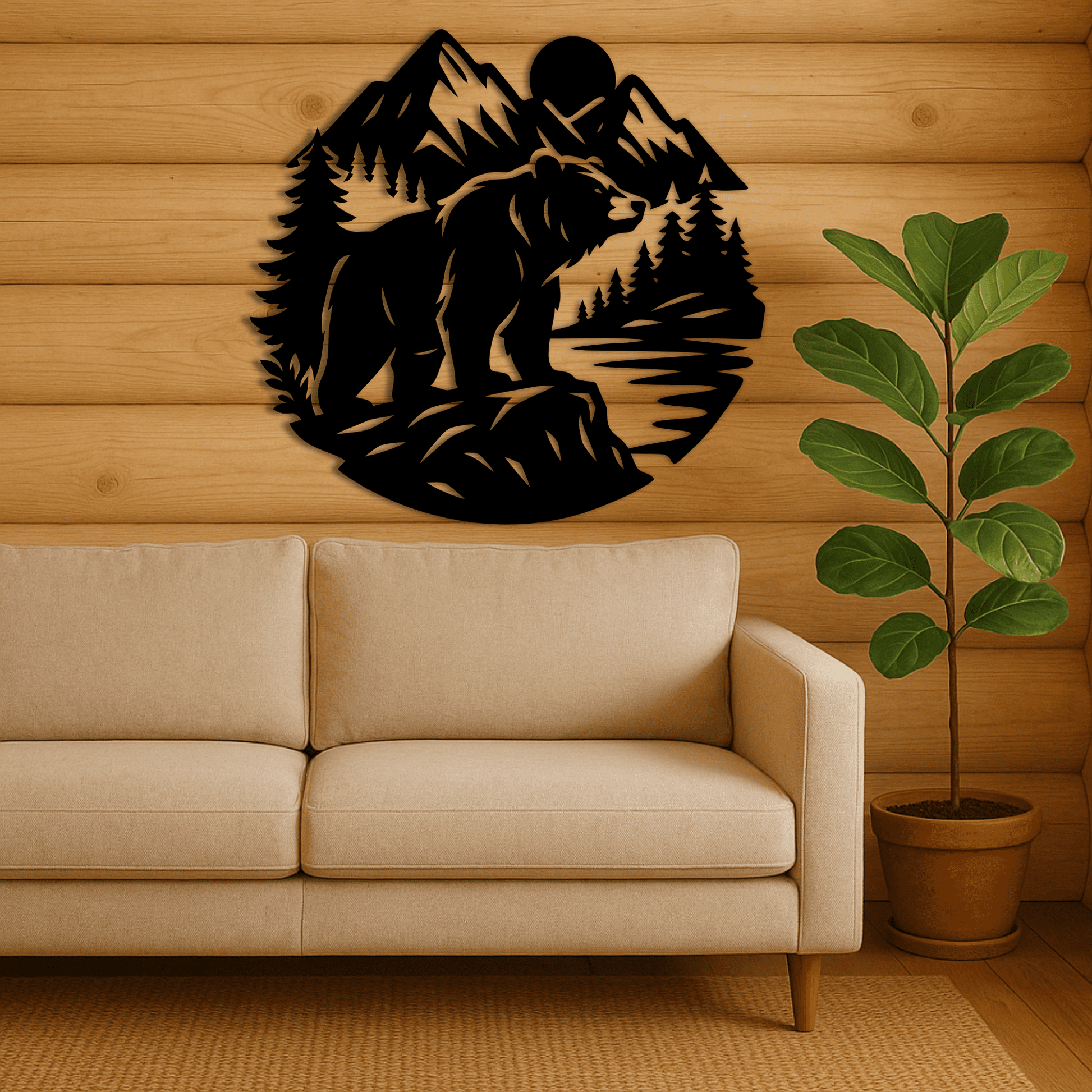 Bear in forest SVG DXF for plasma and Glowforge