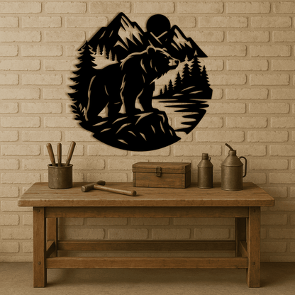 Wildlife mountain scene SVG PNG for CNC and engraving