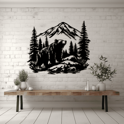 Wildlife Bear Scene DXF, SVG for Vinyl Cutting and DIY Crafts