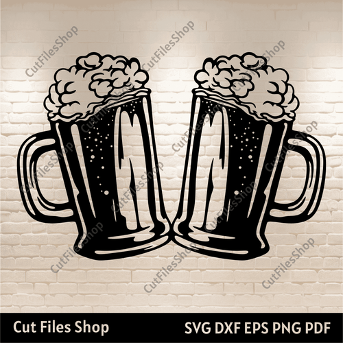 Beer Mugs Svg, Beer Mugs cutting files, Svg for Cricut, Dxf for Laserc cut, CNC router files, Cheers svg, svg clipart, Sublimation design, silhouette dxf designs, dxf for cnc plasma, wood cnc svg files