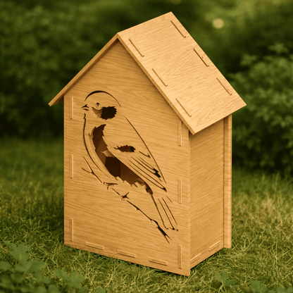 DIY plywood bird feeder project for laser cutting