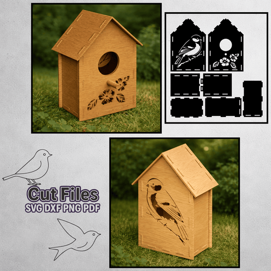 Wooden bird feeder laser cut file designed for 4mm plywood