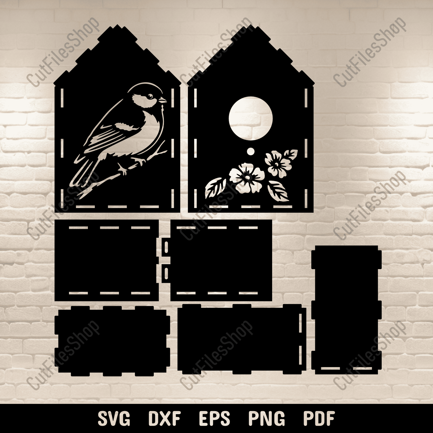 Outdoor wooden birdhouse digital download file