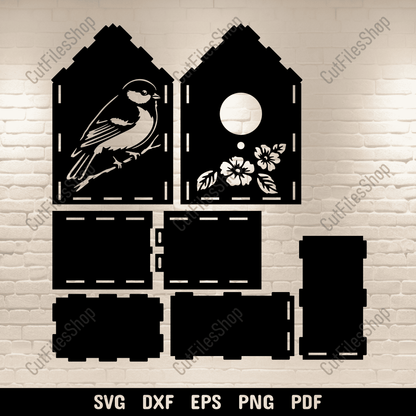 Outdoor wooden birdhouse digital download file