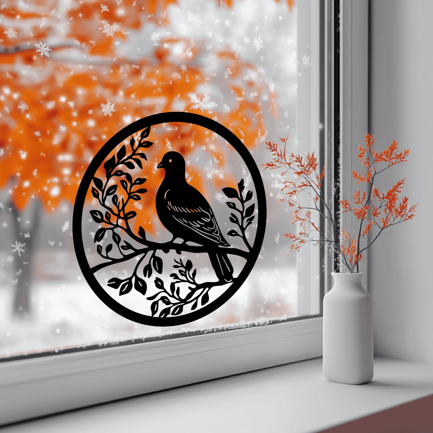 Bird Scene SVG & DXF for Cricut, Pigeon on branch Vinyl Cutting Designs