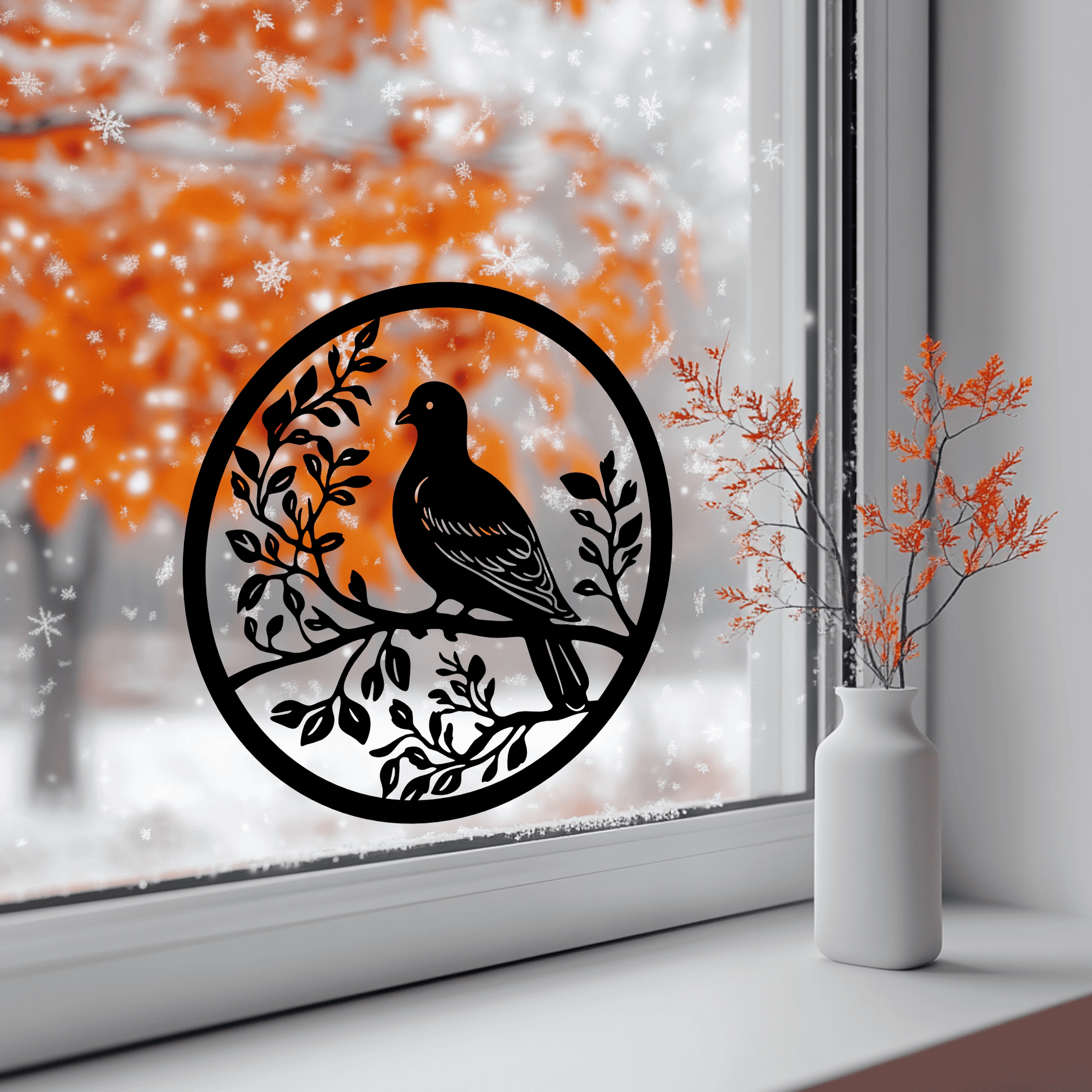 Bird Scene SVG & DXF for Cricut, Pigeon on branch Vinyl Cutting Designs